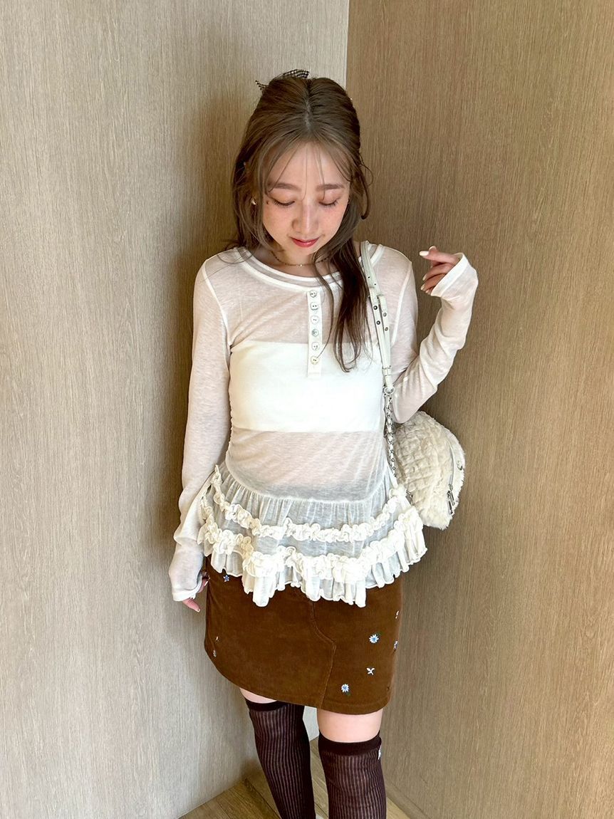 FURFUR「フラワー刺繍ミニスカート」|スカート|