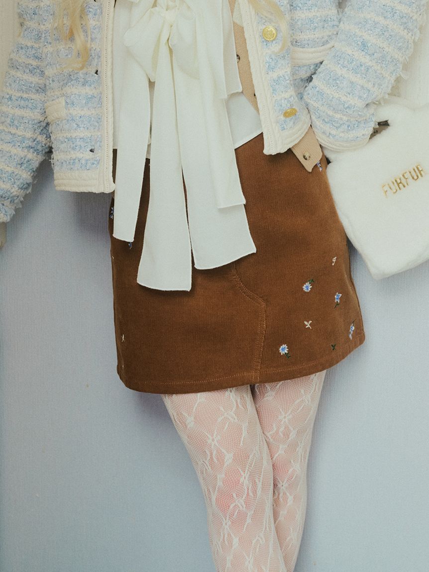FURFUR「フラワー刺繍ミニスカート」|スカート|CML