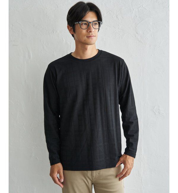 IKKA LOUNGE「リンクスチェックジャカードロンT」|Tシャツ・カットソー|
