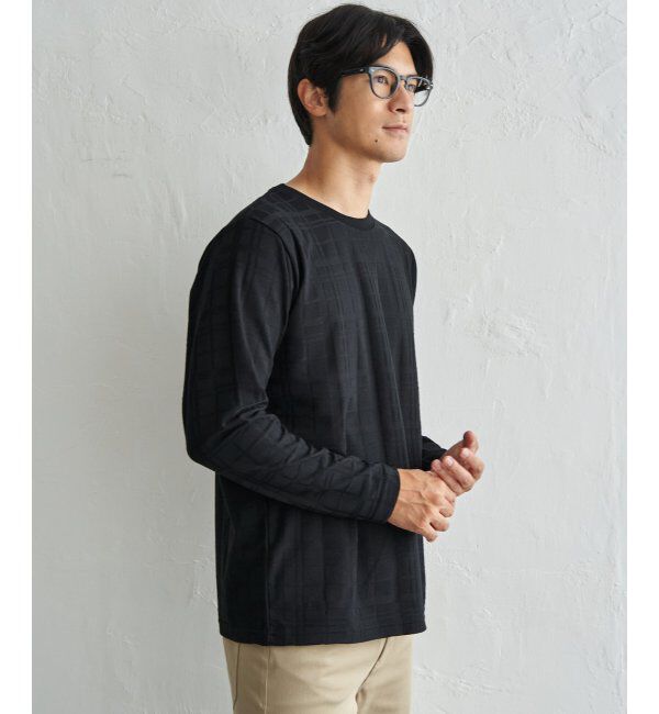 IKKA LOUNGE「リンクスチェックジャカードロンT」|Tシャツ・カットソー|