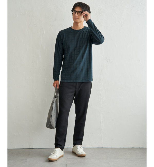 IKKA LOUNGE「リンクスチェックジャカードロンT」|Tシャツ・カットソー|