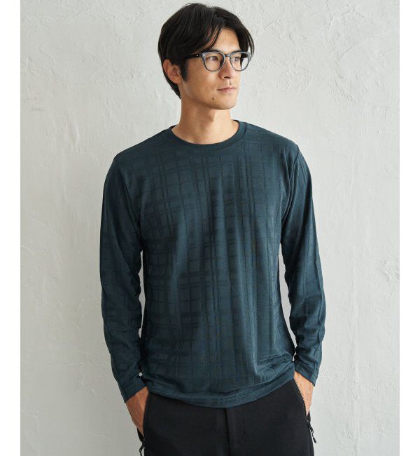IKKA LOUNGE「リンクスチェックジャカードロンT」|Tシャツ・カットソー|グリーン