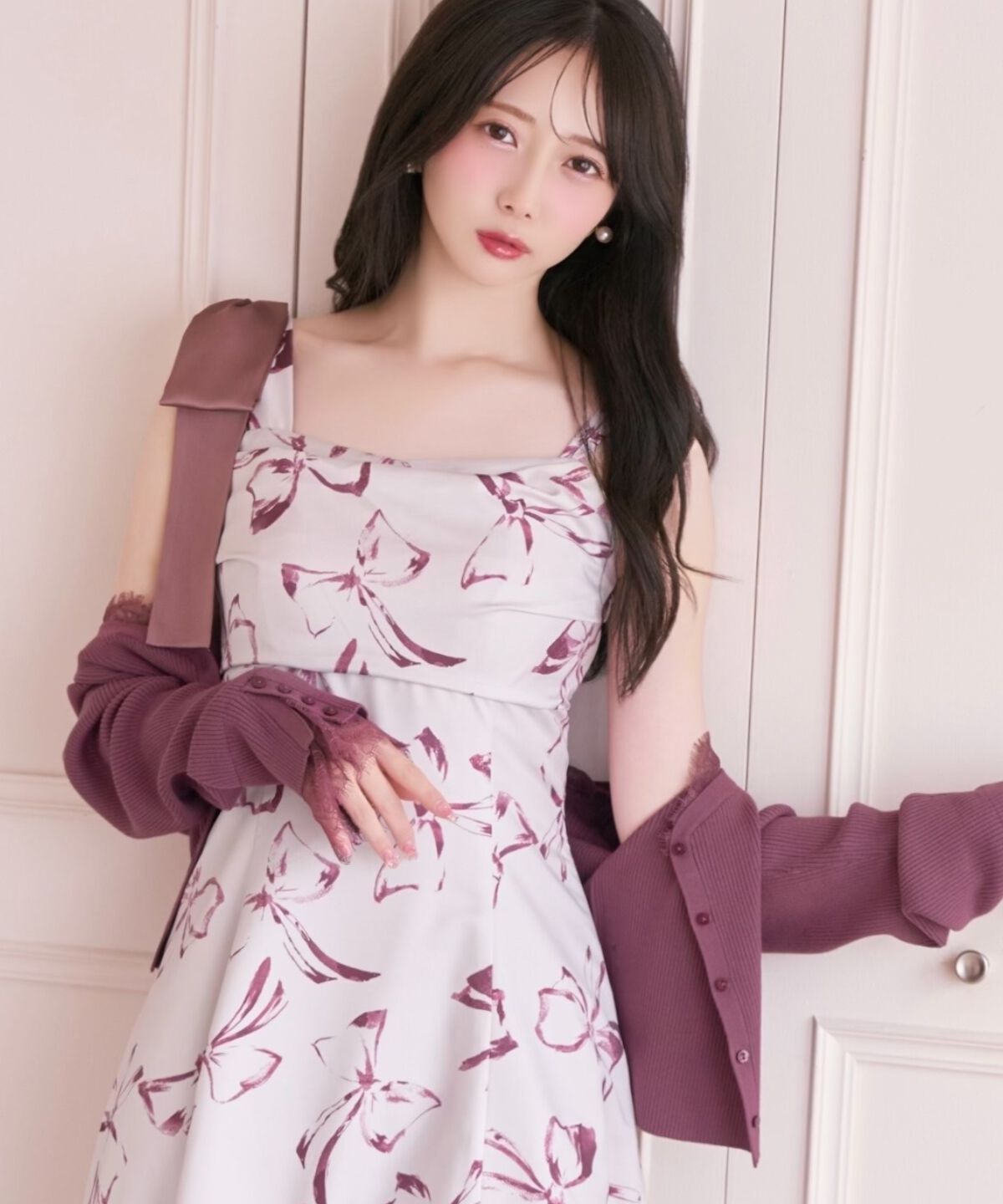 WILLSELECTION「リボンプリントアシメショルダーキャミワンピース」|ワンピース|