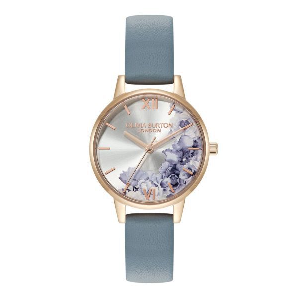 OLIVIA BURTON 「〈OLIVIA BURTON(ｵﾘﾋﾞｱﾊﾞｰﾄﾝ)〉ｼｸﾞﾈﾁｬｰ 30mm ｲﾗｽﾄﾚｲﾃｯﾄﾞ ﾌﾛｰﾗﾙRG＆ ﾁｮｰｸﾌﾞﾙｰﾚｻﾞｰ」|腕時計|ROSE GOLD
