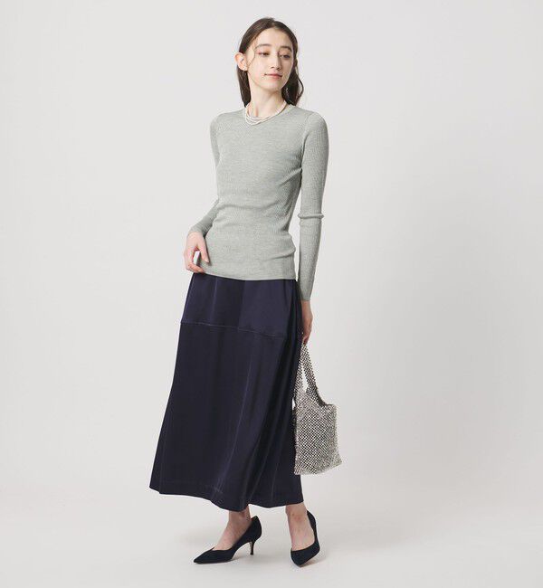 UNITED ARROWS「シルク リブ クルーネック ニット」|ニット・セーター|