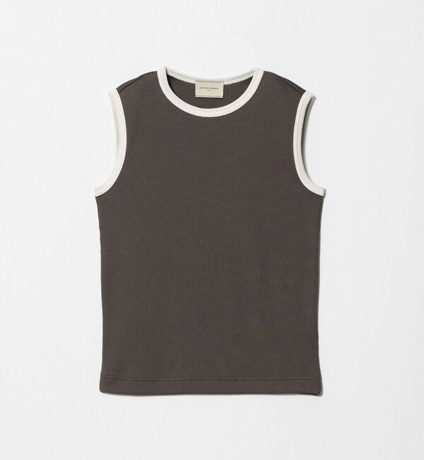 UNITED ARROWS「リブ バイカラーパイピング ノースリーブ Tシャツ」|タンクトップ|