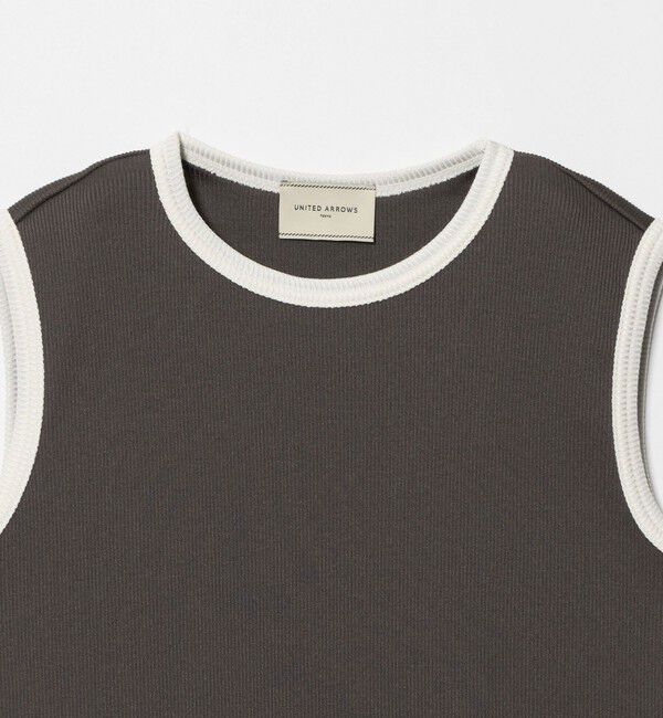 UNITED ARROWS「リブ バイカラーパイピング ノースリーブ Tシャツ」|タンクトップ|