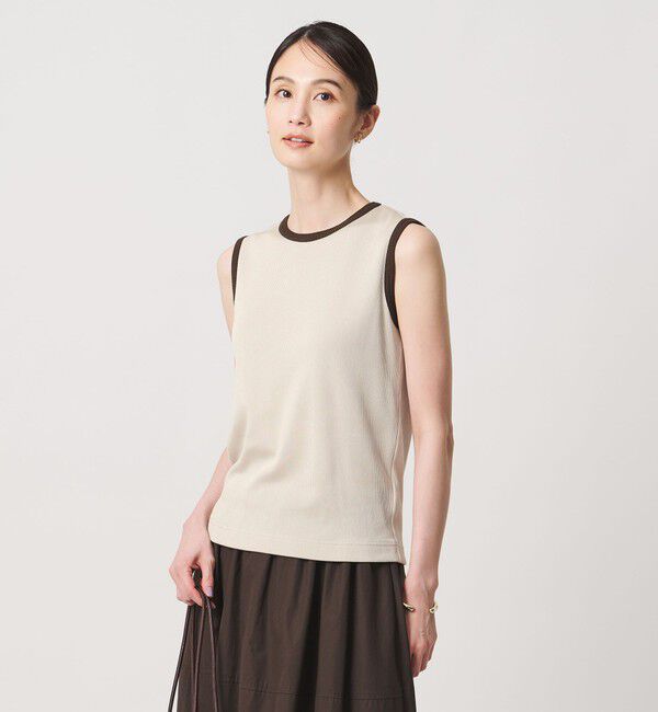 UNITED ARROWS「リブ バイカラーパイピング ノースリーブ Tシャツ」|タンクトップ|