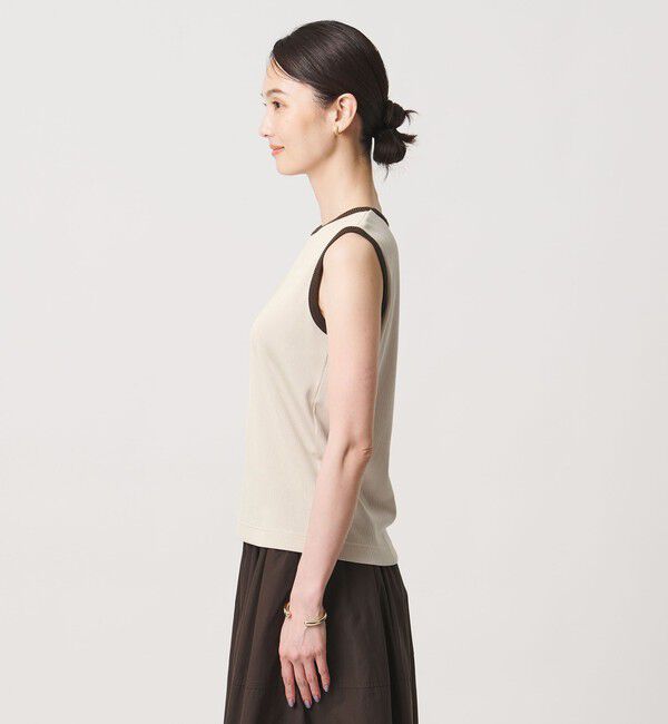 UNITED ARROWS「リブ バイカラーパイピング ノースリーブ Tシャツ」|タンクトップ|