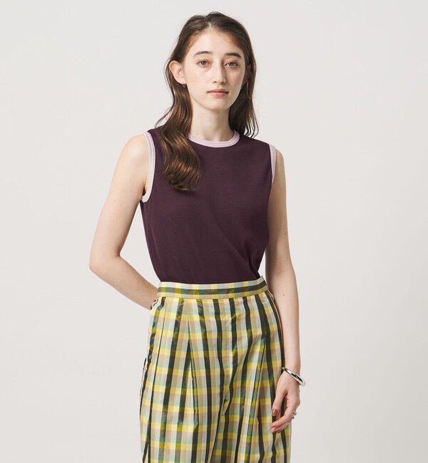 UNITED ARROWS「リブ バイカラーパイピング ノースリーブ Tシャツ」|タンクトップ|