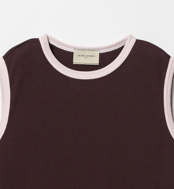 UNITED ARROWS「リブ バイカラーパイピング ノースリーブ Tシャツ」|タンクトップ|