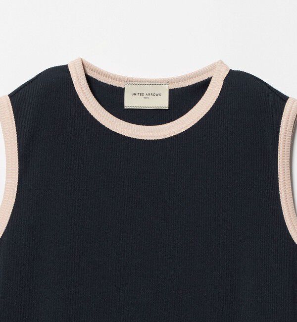 UNITED ARROWS「リブ バイカラーパイピング ノースリーブ Tシャツ」|タンクトップ|