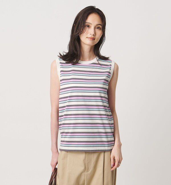UNITED ARROWS「マルチボーダー ノースリーブ Tシャツ」|タンクトップ|
