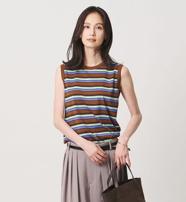 UNITED ARROWS「マルチボーダー ノースリーブ Tシャツ」|タンクトップ|