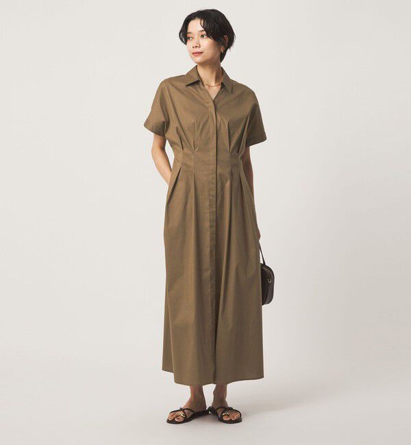 UNITED ARROWS green label relaxing「［size SHORTあり］シャツ襟 フィット＆フレア タック ショートスリーブ ワンピース」|ワンピース|