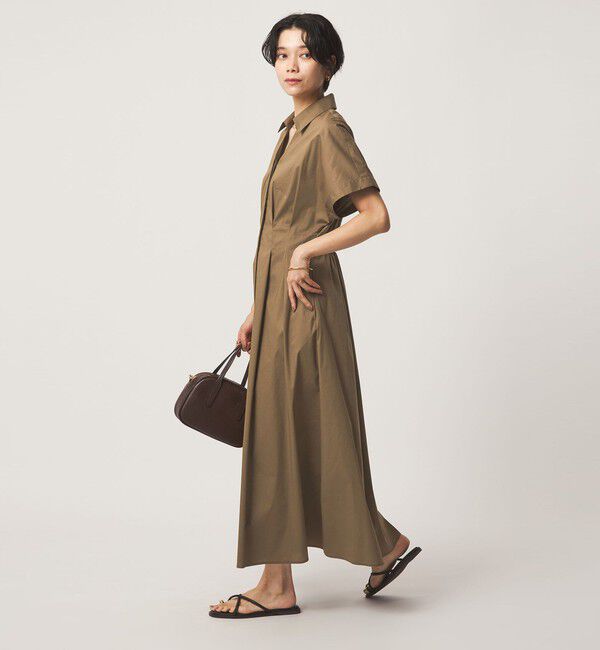 UNITED ARROWS green label relaxing「［size SHORTあり］シャツ襟 フィット＆フレア タック ショートスリーブ ワンピース」|ワンピース|
