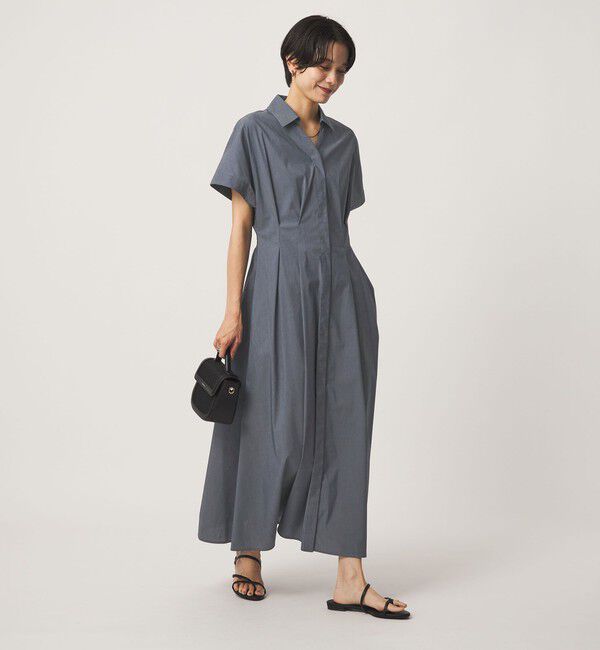 UNITED ARROWS green label relaxing「［size SHORTあり］シャツ襟 フィット＆フレア タック ショートスリーブ ワンピース」|ワンピース|