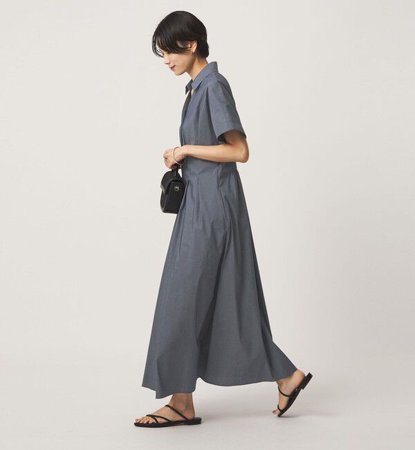 UNITED ARROWS green label relaxing「［size SHORTあり］シャツ襟 フィット＆フレア タック ショートスリーブ ワンピース」|ワンピース|