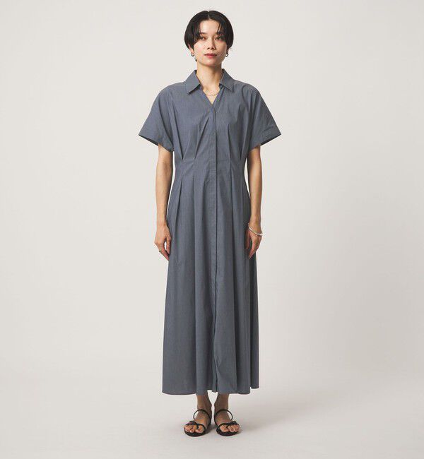 UNITED ARROWS green label relaxing「［size SHORTあり］シャツ襟 フィット＆フレア タック ショートスリーブ ワンピース」|ワンピース|