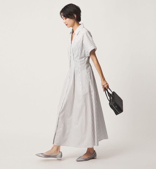 UNITED ARROWS green label relaxing「［size SHORTあり］シャツ襟 フィット＆フレア タック ショートスリーブ ワンピース」|ワンピース|