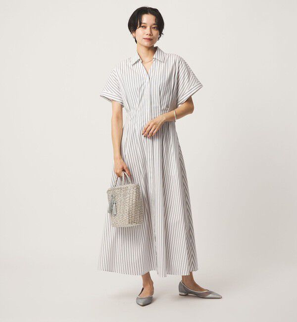 UNITED ARROWS green label relaxing「［size SHORTあり］シャツ襟 フィット＆フレア タック ショートスリーブ ワンピース」|ワンピース|