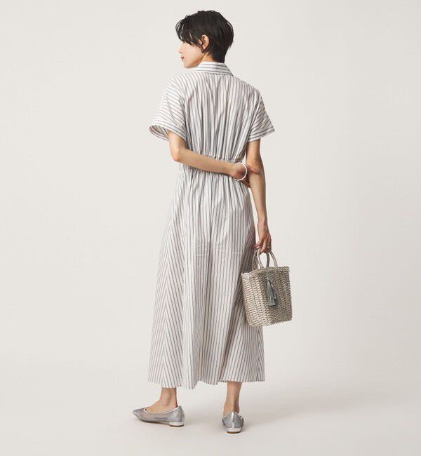 UNITED ARROWS green label relaxing「［size SHORTあり］シャツ襟 フィット＆フレア タック ショートスリーブ ワンピース」|ワンピース|