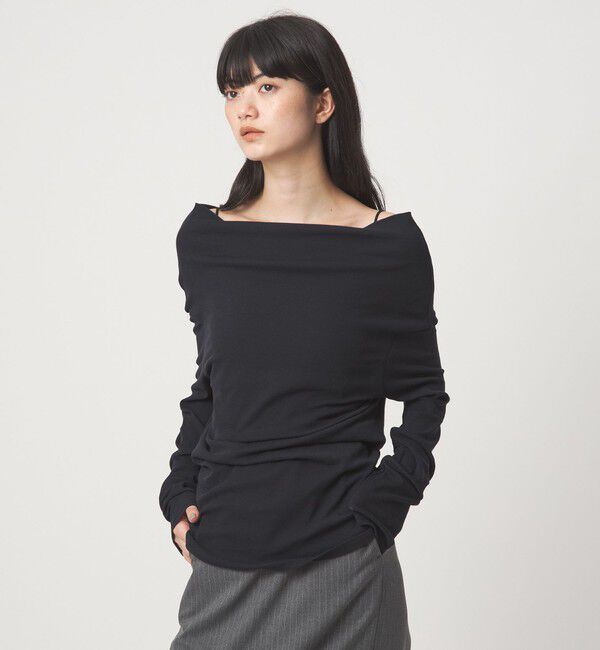 EMMEL REFINES「＜EMMEL REFINES＞EM フライス ルーズフィット オフショルダー カットソー」|Tシャツ・カットソー|