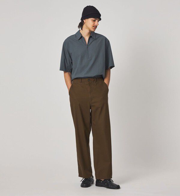 STEVEN ALAN「＜Steven Alan＞ オーガニックコットン チェック ジップ プルオーバー ショートスリーブ シャツ」|シャツ・ブラウス|