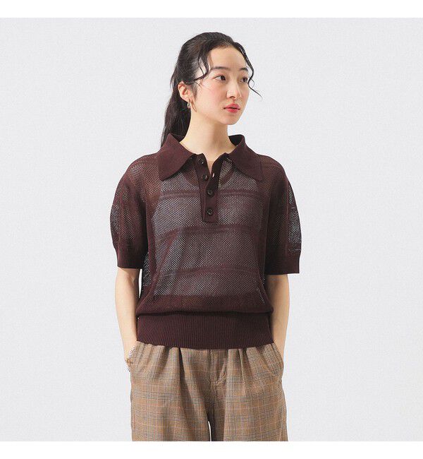 BEAMSBOY「オープン ワーク ポロ」|ポロシャツ|BROWN
