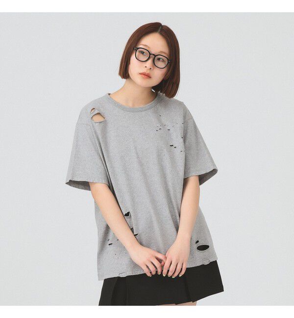Ray BEAMS 「ダメージ オーバー Tシャツ」|Tシャツ・カットソー|GREY