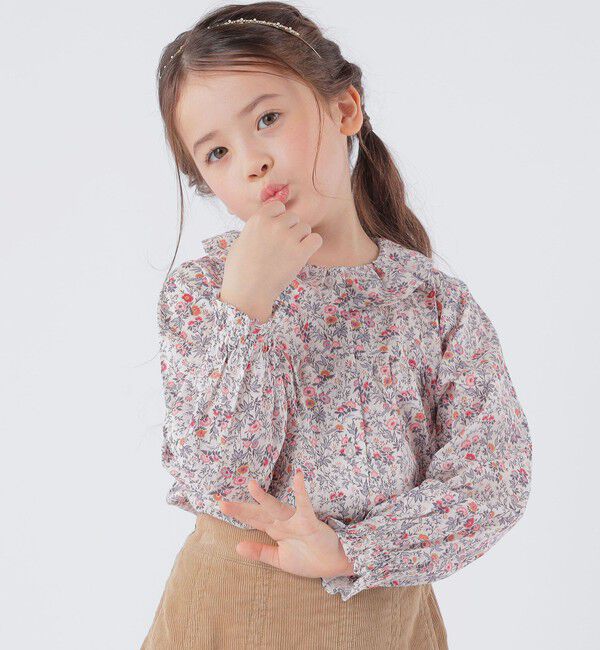 SHIPS KIDS「SHIPS KIDS:100～130cm / リバティ フリルカラー ブラウス」|シャツ・ブラウス|