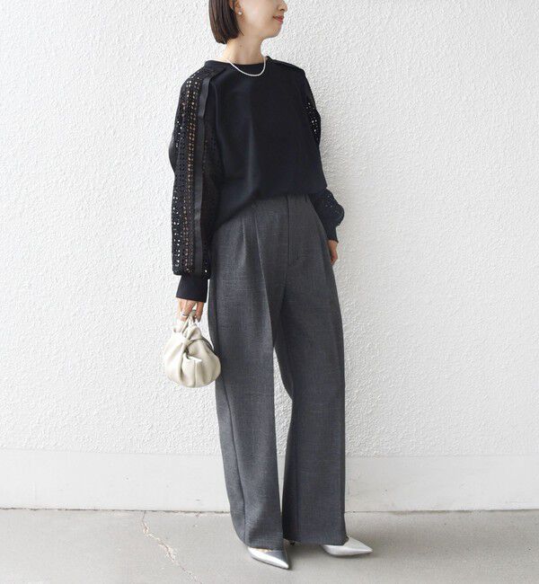 SHIPS for women「《追加予約》【WEB限定】〈手洗い可能〉レース コンビ カットソー」|Tシャツ・カットソー|