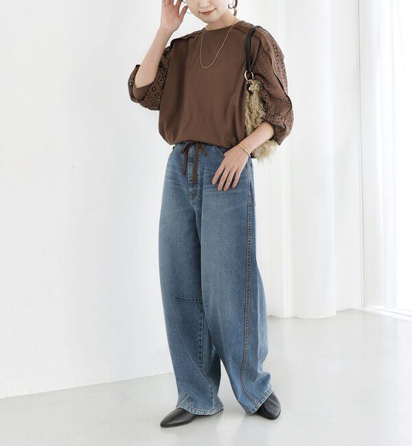 SHIPS for women「《追加予約》【WEB限定】〈手洗い可能〉レース コンビ カットソー」|Tシャツ・カットソー|