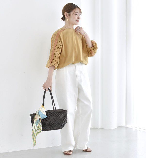 SHIPS for women「《追加予約》【WEB限定】〈手洗い可能〉レース コンビ カットソー」|Tシャツ・カットソー|