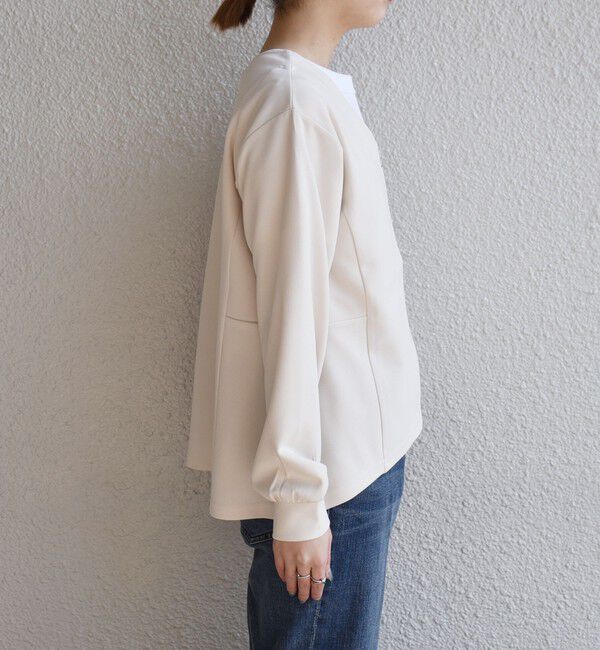quaranciel「quaranciel:〈洗濯機可能〉カットジョーゼット Vネック ジップ カーディガン」|カーディガン|