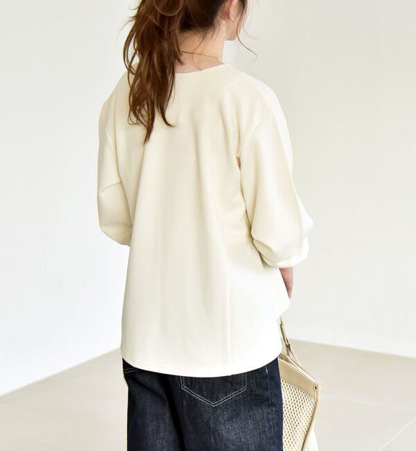 quaranciel「quaranciel:〈洗濯機可能〉カットジョーゼット Vネック ジップ カーディガン」|カーディガン|