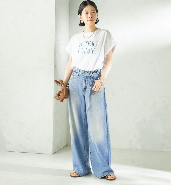 SHIPS for women「メルティ コットン プリント ロゴ ショート スリーブ Tシャツ」|Tシャツ・カットソー|
