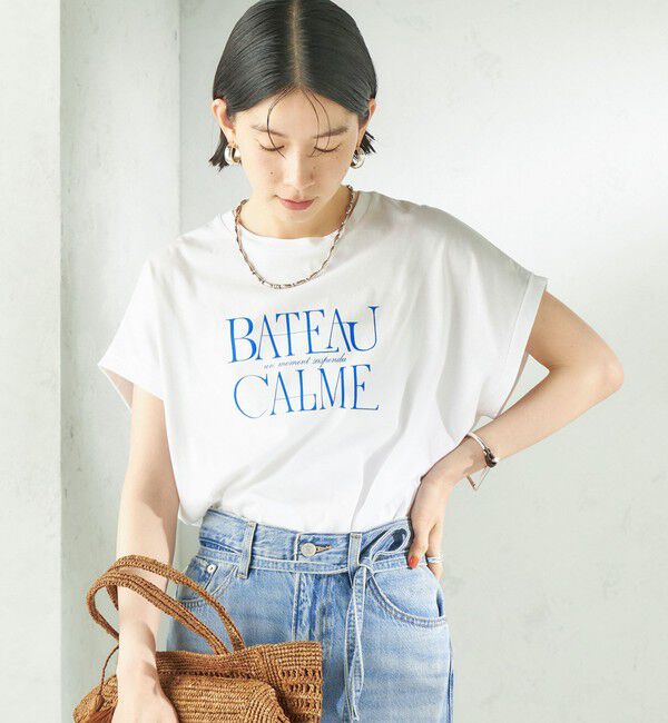 SHIPS for women「メルティ コットン プリント ロゴ ショート スリーブ Tシャツ」|Tシャツ・カットソー|