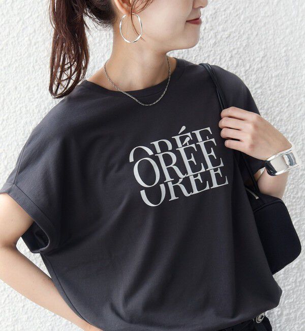 SHIPS for women「メルティ コットン プリント ロゴ ショート スリーブ Tシャツ」|Tシャツ・カットソー|チャコールグレー