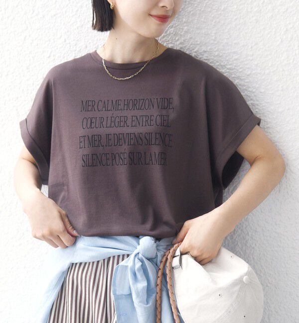 SHIPS for women「メルティ コットン プリント ロゴ ショート スリーブ Tシャツ」|Tシャツ・カットソー|ブラウン系