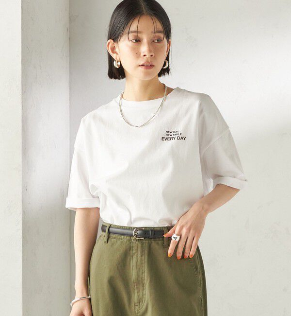 SHIPS for women「【一部WEB限定/ SHIPS別注】Champion: 5分袖 ロゴ プリント TEE」|Tシャツ・カットソー|