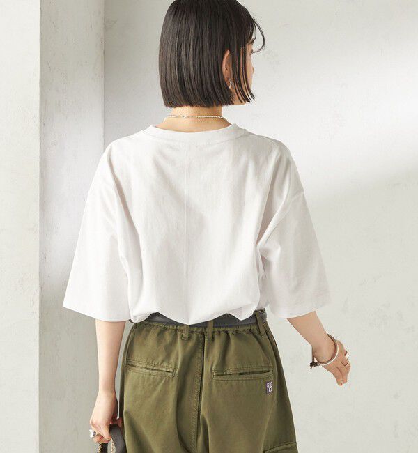 SHIPS for women「【一部WEB限定/ SHIPS別注】Champion: 5分袖 ロゴ プリント TEE」|Tシャツ・カットソー|