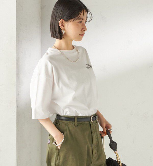 SHIPS for women「【一部WEB限定/ SHIPS別注】Champion: 5分袖 ロゴ プリント TEE」|Tシャツ・カットソー|