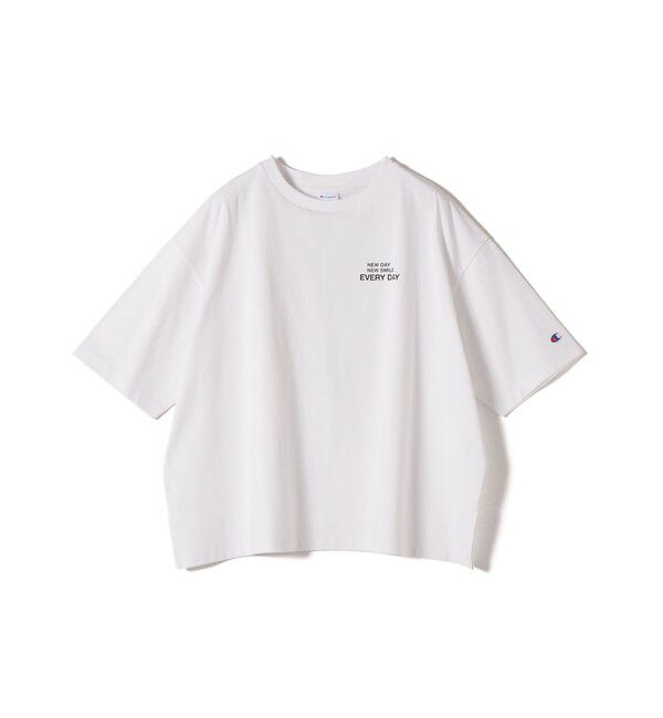 SHIPS for women「【一部WEB限定/ SHIPS別注】Champion: 5分袖 ロゴ プリント TEE」|Tシャツ・カットソー|