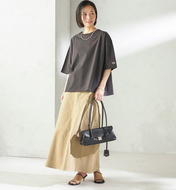 SHIPS for women「【一部WEB限定/ SHIPS別注】Champion: 5分袖 ロゴ プリント TEE」|Tシャツ・カットソー|