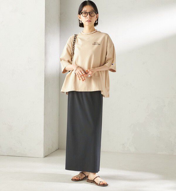 SHIPS for women「【一部WEB限定/ SHIPS別注】Champion: 5分袖 ロゴ プリント TEE」|Tシャツ・カットソー|