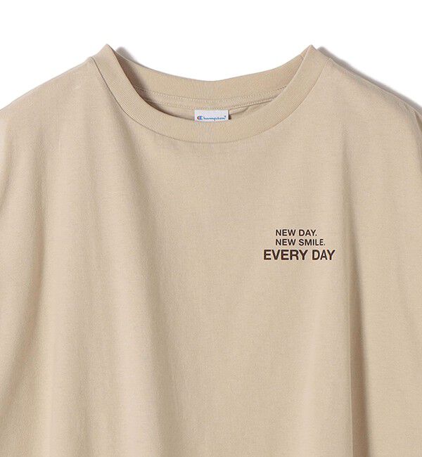 SHIPS for women「【一部WEB限定/ SHIPS別注】Champion: 5分袖 ロゴ プリント TEE」|Tシャツ・カットソー|