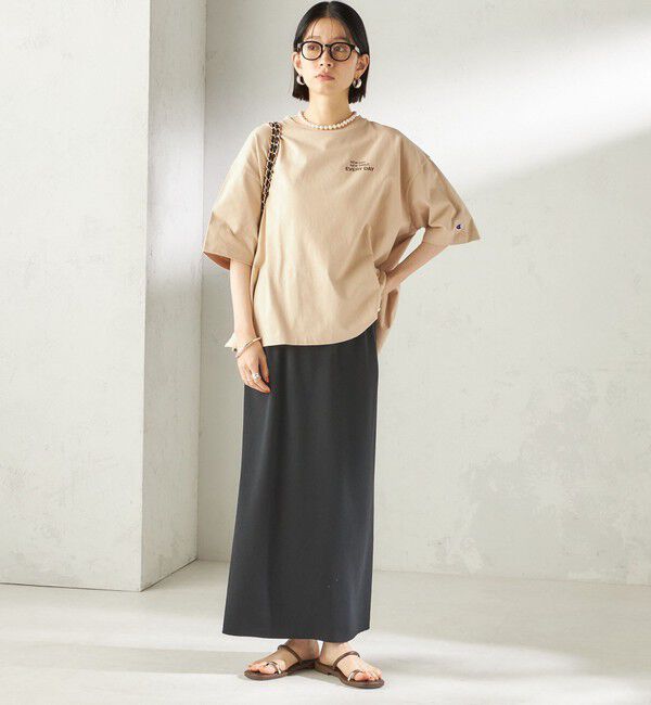 SHIPS for women「【一部WEB限定/ SHIPS別注】Champion: 5分袖 ロゴ プリント TEE」|Tシャツ・カットソー|