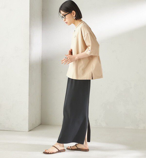 SHIPS for women「【一部WEB限定/ SHIPS別注】Champion: 5分袖 ロゴ プリント TEE」|Tシャツ・カットソー|
