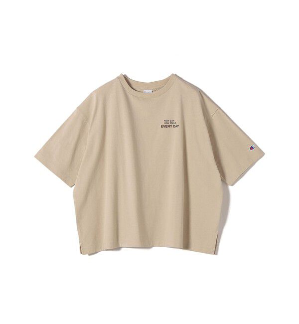 SHIPS for women「【一部WEB限定/ SHIPS別注】Champion: 5分袖 ロゴ プリント TEE」|Tシャツ・カットソー|